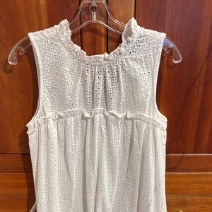 Anthropologie White Sleeveless Eyelet Dress XS
